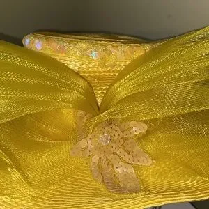 Very Pretty Yellow Sequin Embellished Church Hat Yellow Sequin Embellished Dress/Church Hat | eBay main image 3